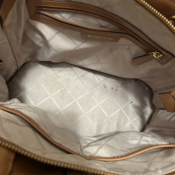 Michael Kors Brown Monogram Tote with Gold Accents - Picture 4 of 5